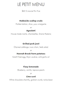 Picture of menu information at L'Abattoir