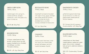 Picture of menu information at WELA Downtown