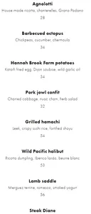 Picture of menu information at L'Abattoir