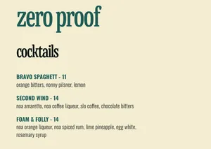 Picture of menu information at Bar Bravo
