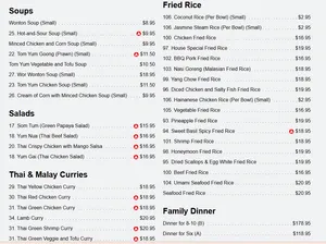 Picture of menu information at Umami Ramen + Grill