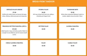 Picture of menu information at Curry N Grill