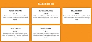 Picture of menu information at Curry N Grill