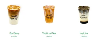 Picture of menu information at Boba Run