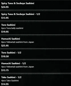 Picture of menu information at Fresh Sushi