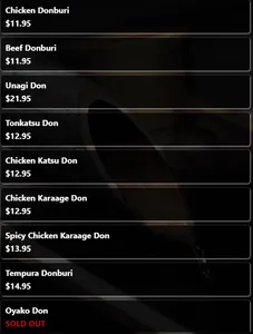 Picture of menu information at Masa Japanese Restaurant Vancouver