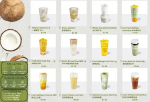 Picture of menu information at Cocobay Robson