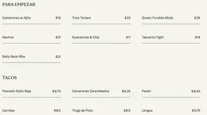 Picture of menu information at La Taqueria Brentwood