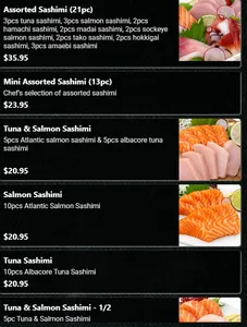 Picture of menu information at Fresh Sushi