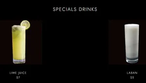 Picture of menu information at Saba Foods