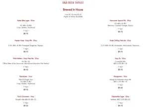 R&B Ale & Pizza House - Brewery & Pubs restaurant in Vancouver – fine dining dishes, interior photos, and ambiance.