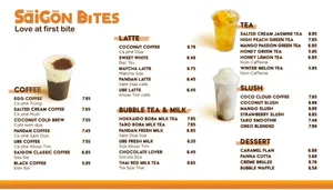 Picture of menu information at Saigon Bites Kingsway