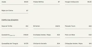 Picture of menu information at La Taqueria Brentwood