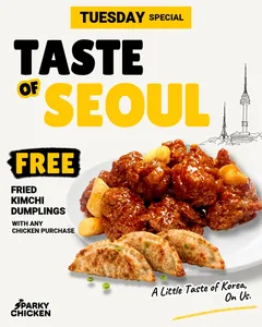 Picture of menu information at Sparky Chicken