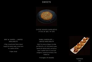 Picture of menu information at Saba Foods