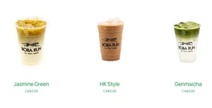 Picture of menu information at Boba Run
