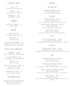 Picture of menu information at Folke Restaurant