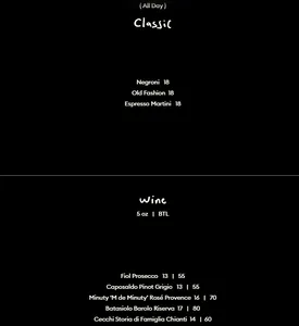 Picture of menu information at Ellipsis