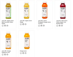 Picture of menu information at Glory Juice Co.