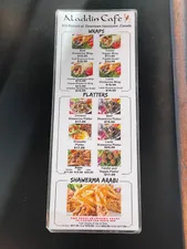 Picture of menu information at Aladdin Café