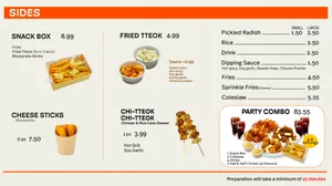 Picture of menu information at Sparky Chicken
