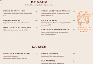 Picture of menu information at Peya