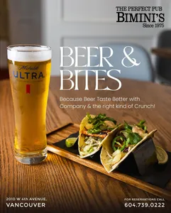 Bimini's Since 1975 - Brewery & Pubs restaurant in Vancouver – fine dining dishes, interior photos, and ambiance.