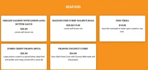 Picture of menu information at Curry N Grill