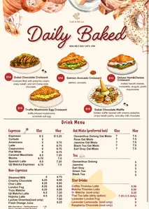 Picture of menu information at Cafe & Life