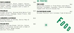 Picture of menu information at Chupito