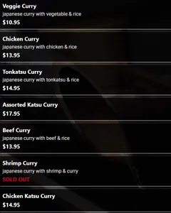 Picture of menu information at Masa Japanese Restaurant Vancouver