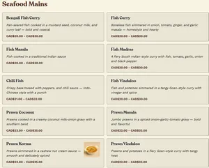 Picture of menu information at Modern Handi