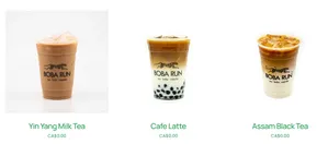 Picture of menu information at Boba Run