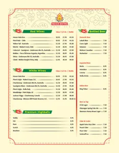 Picture of menu information at Curry Hut