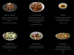 Picture of menu information at Saba Foods