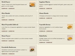 Picture of menu information at Modern Handi