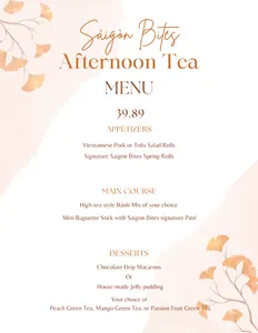 Picture of menu information at Saigon Bites Kingsway