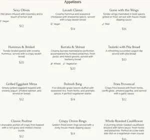 Lavash Seaside Grill - Middle Eastern restaurant in Richmond – fine dining dishes, interior photos, and ambiance.