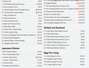 Picture of menu information at Umami Ramen + Grill
