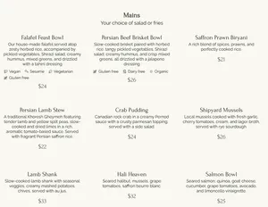 Lavash Seaside Grill - Middle Eastern restaurant in Richmond – fine dining dishes, interior photos, and ambiance.