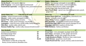 Picture of menu information at Moose's Down Under