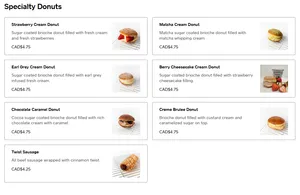 Picture of menu information at UNNI PASTRIES