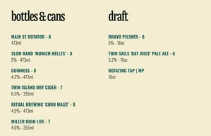 Picture of menu information at Bar Bravo