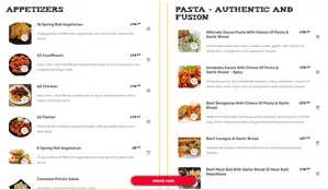 Picture of menu information at Chickasta Vancouver