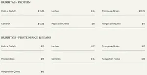 Picture of menu information at Pinche Taco Shop