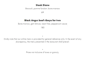 Picture of menu information at L'Abattoir