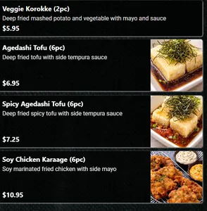 Picture of menu information at Fresh Sushi