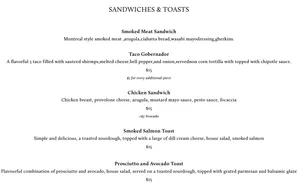 Picture of menu information at Open Outcry