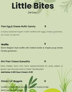 Picture of menu information at AM Cafe