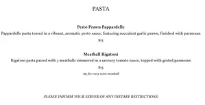 Picture of menu information at Open Outcry